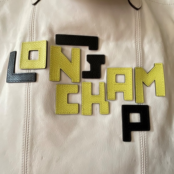 Longchamp Le Pliage LPG Limited Edition Rare Leather Tote Lettering Patch Logo - Picture 7 of 16